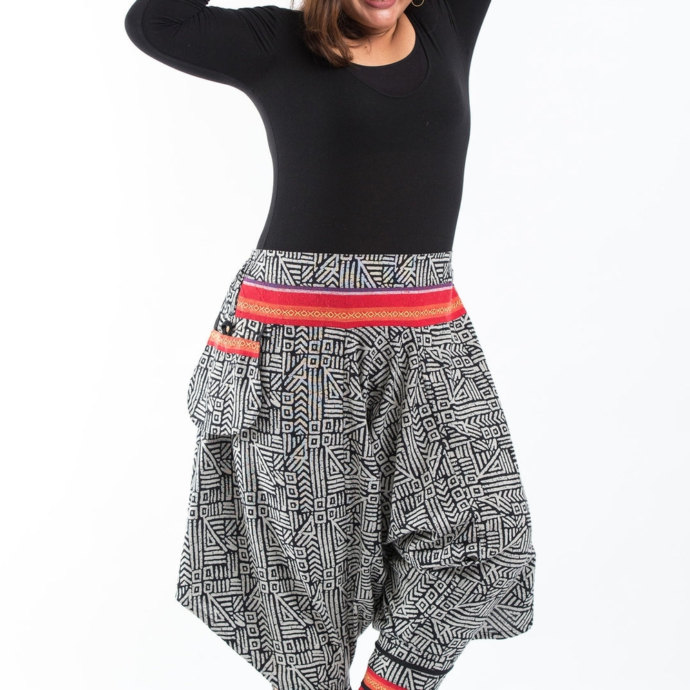 Geometric Black and White Harem Pants